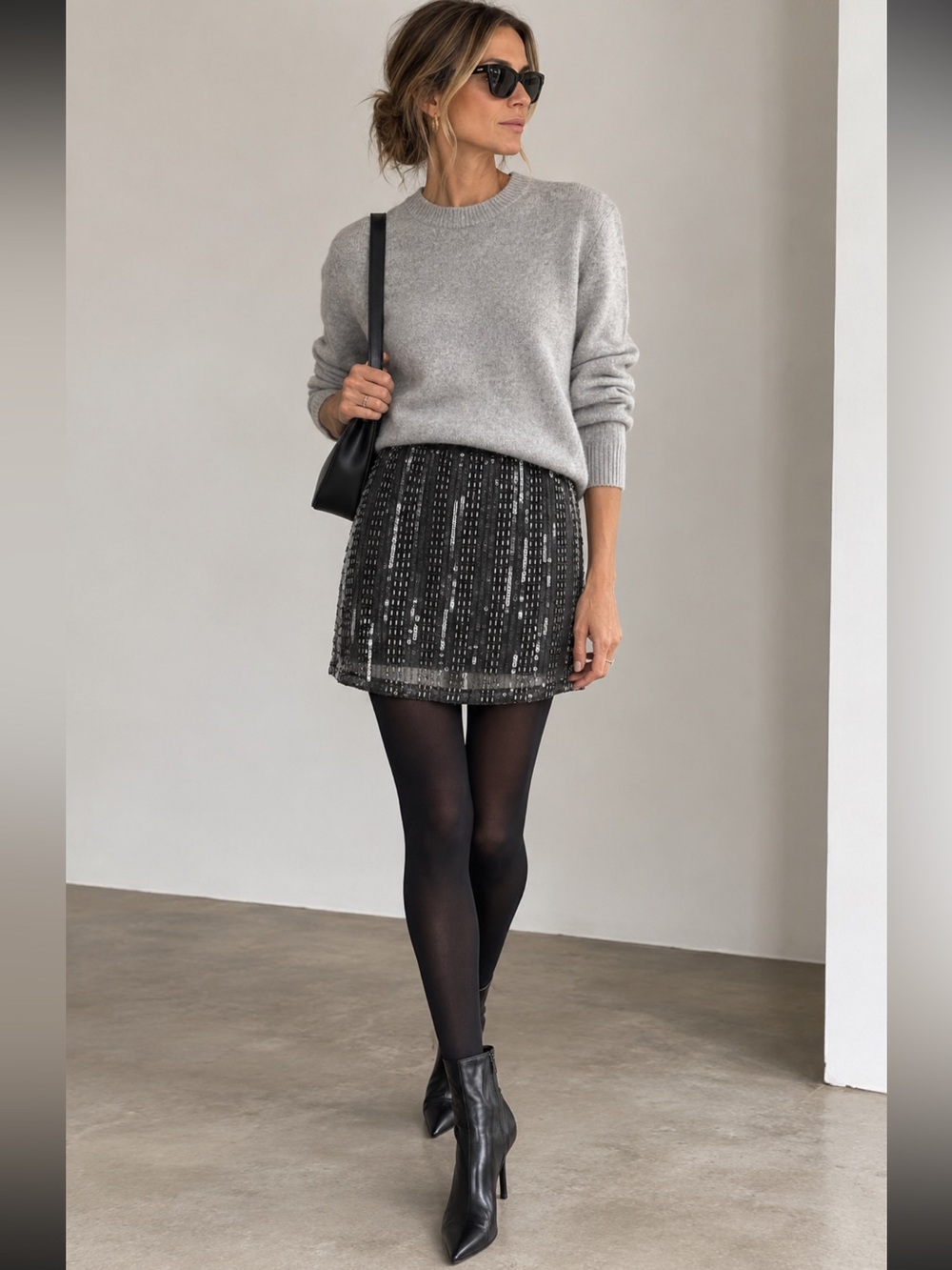 Chani Luu Sequin Mini Skirt in Slate Like New